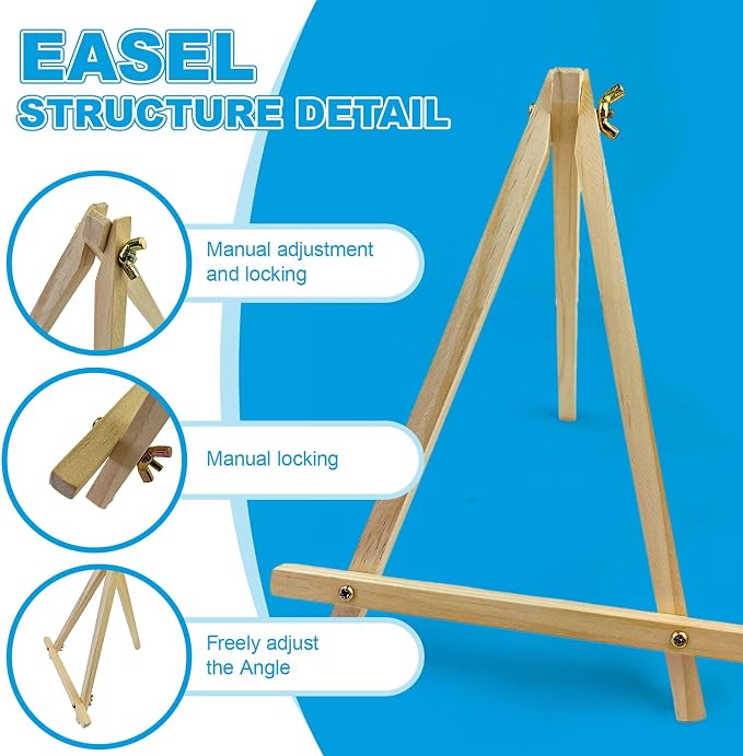 24 Pack 9 Inch Wood Easels, Tripod, Table Top Easels for Painting, Art Craft Painting Easel, Kids Student Tabletop Easels for Painting, Photos Mini Display Tripod