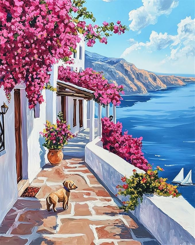 ZRIZQ Landscape Paint by Numbers Kit for Adults Beginner,Scenery,16x20 | Full set with rich paints,wooden brushes,rolled canvas.Calming activity.Beginner friendly.Just open and paint.
