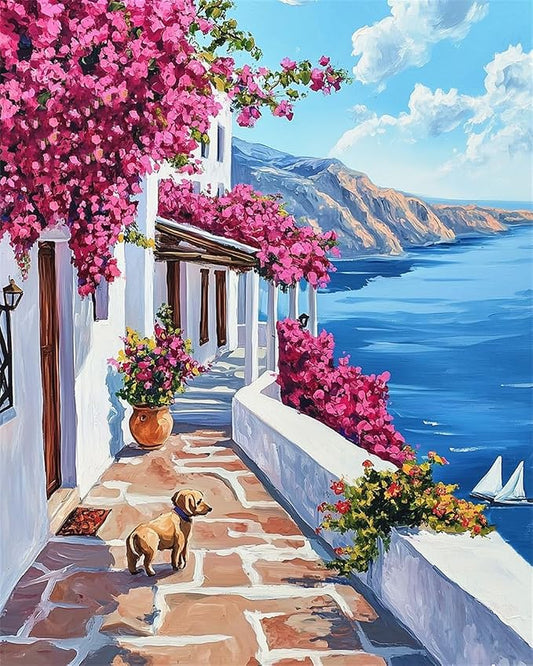 ZRIZQ Landscape Paint by Numbers Kit for Adults Beginner,Scenery,16x20 | Full set with rich paints,wooden brushes,rolled canvas.Calming activity.Beginner friendly.Just open and paint.