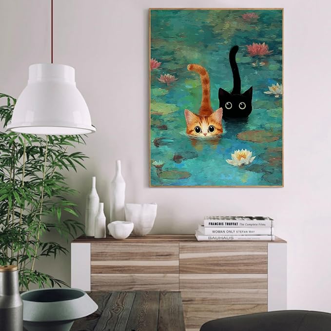 VIGEGU Black Cat Paint by Numbers Kit for Adults Beginner 16x20 Inch | Easy Adult Paint by Number Kits on Canvas DIY Painting for Beginners Art by Numbers for Home Wall Decor