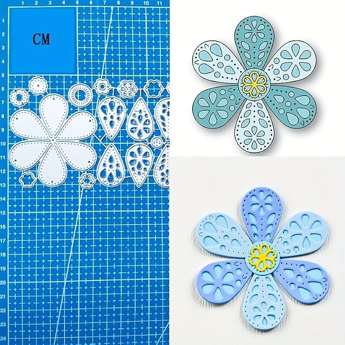 Lapoo Flowers Cutting Die for Scrapbooking - Durable Metal Cutting Die for DIY Scrapbook Photo Album Decorative Paper Card, Metal Card Making Supplies (Six-Leaf Petal 5 x 3.3 in)
