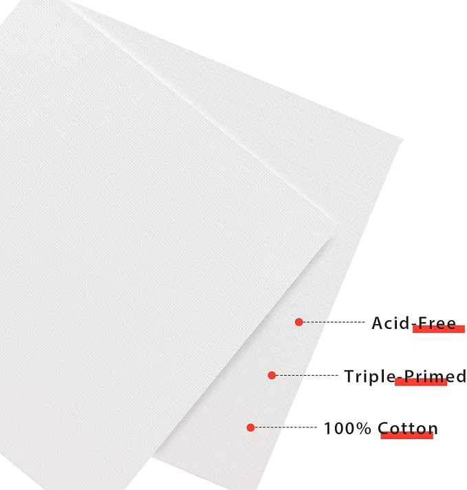 PHOENIX Painting Canvas Panels 8x8 Inch, 12 Value Pack - 8 Oz Triple Primed 100% Cotton Acid Free Square Canvas Boards for Painting, White Blank Flat Canvas Boards for Acrylic, Oil Paints