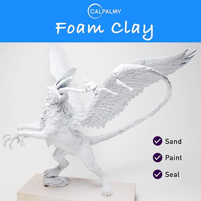Moldable Cosplay Foam Clay (White) – High Density and Hiqh Quality for Intricate Designs | Air Dries to Perfection for Cutting with a Knife or Rotary Tool, Sanding or Shaping (Pack of 3)