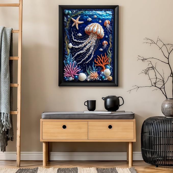 CHWGLFGG 5D Deep Sea Dream Jellyfish Diamond Art Kits for Adults Beginners | Diamond Painting Kit DIY Full Round Drill Paint by Diamonds Dot Gem Art for Adult, Home Wall Decor 12X16inch