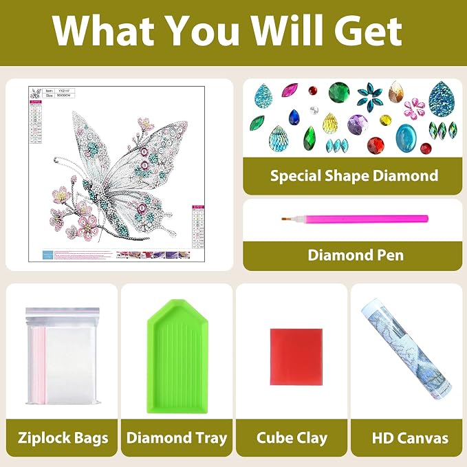 Butterfly Diamond Art Kits for Adults Special Shape Diamond Painting