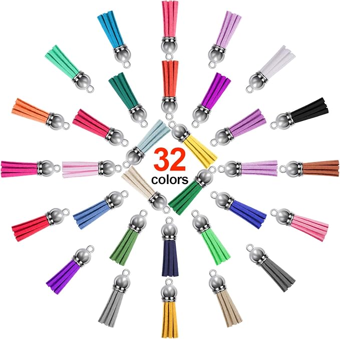 SIQUK 160 Pcs Keychain Tassels Leather Tassel Bulk for DIY Keychain Craft