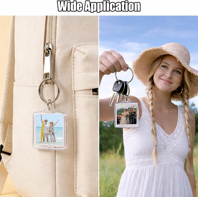 REDANHA 12pcs Acrylic Photo Frame Keychain Holder 2 x 3 In Picture Insert Blank Keyring Clear Picture Holder for DIY Craft