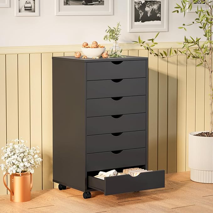 Sweetcrispy 7 Drawer Wooden Dresser, Storage Cabinets, Room Organization