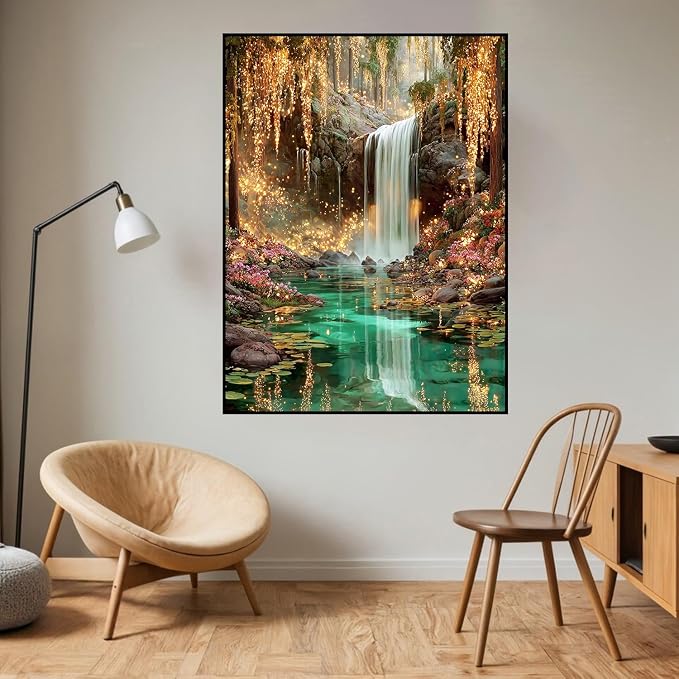 HHMATITS Waterfall Landscape Diamond Art Kits for Adults