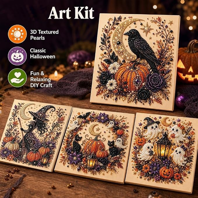 Autumn Pearl Painting Kit Cute 5D Pearl Painting Crafts for Adults，C | Pumpkin Diamond Art Kit for Beginner, Diamond DIY Kit for Thanksgiving Birthday Holiday Gift 1