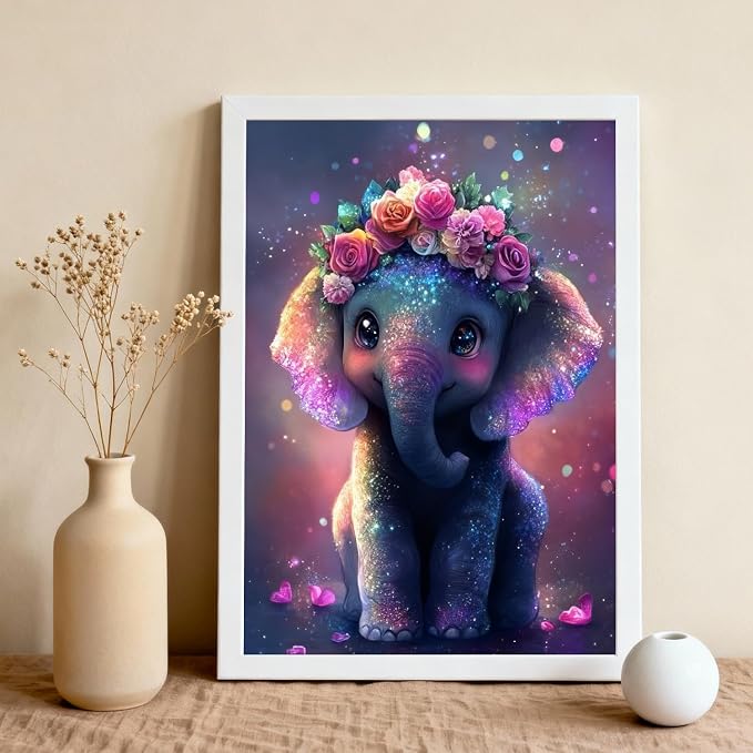 Amaieuin Elephant Diamond Painting for Adults,Elephant Diamond Art Painting for Adults,5D Diamond Painting for Home Decor and Gifts 12x16in