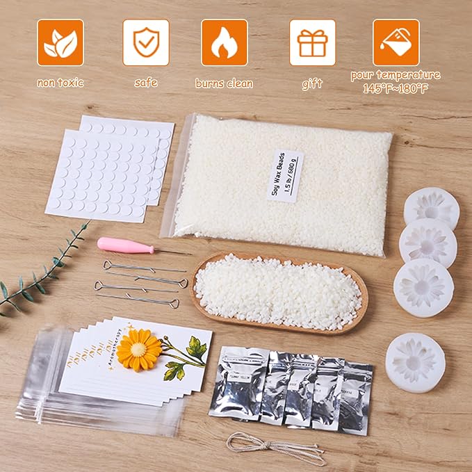 Daisy Candle Bridesmaid Gift Set DIY Soy Wax Mold Kit 79pcs All-in-One