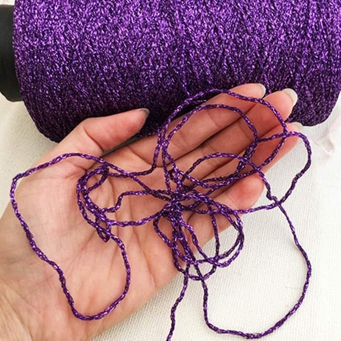 DIY Purple Lurex Thread - Shining Glitter Sparkle Metal Yarn for Crochet, Knitting, Sweater, Scarf, Bag & Accessories