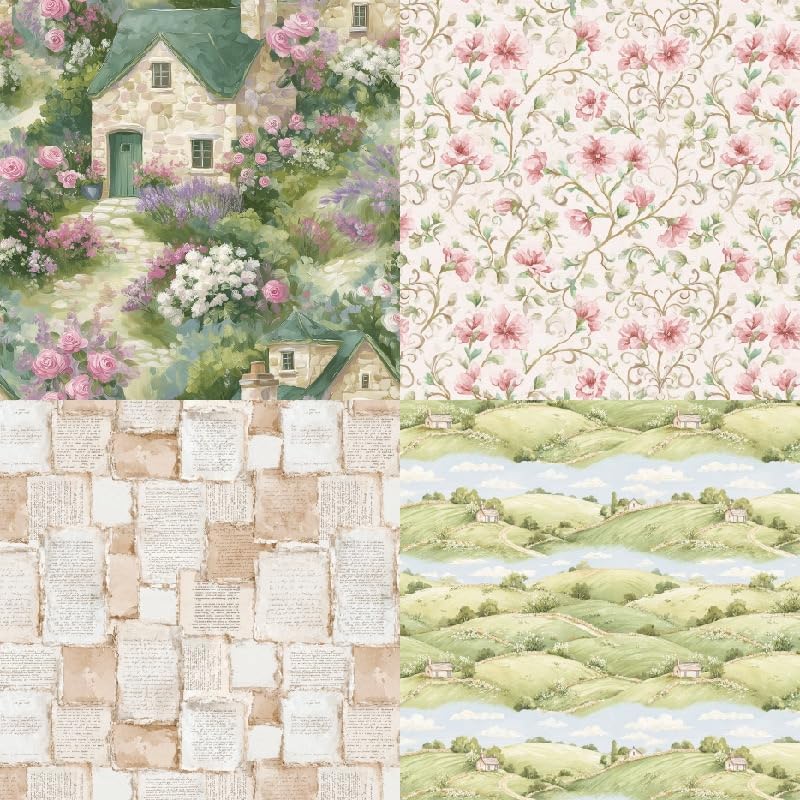 Spring Scrapbook Paper Pad Striate Flower Patterned Paper 6×6,24 Sheets Single-Sided Scrapbooking CardStock Papers Pad for Holiday Cardmaking DIY Origami Journaling.