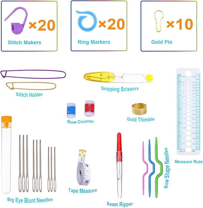 Weabetfu 102pcs Crochet Hooks Set Crochet Hook Kit with Case Ergonomic Crochet Needles for Arthritic Hands and Crochet Accessories Complete Crochet Set for Beginners & Experieced Crochet Lovers