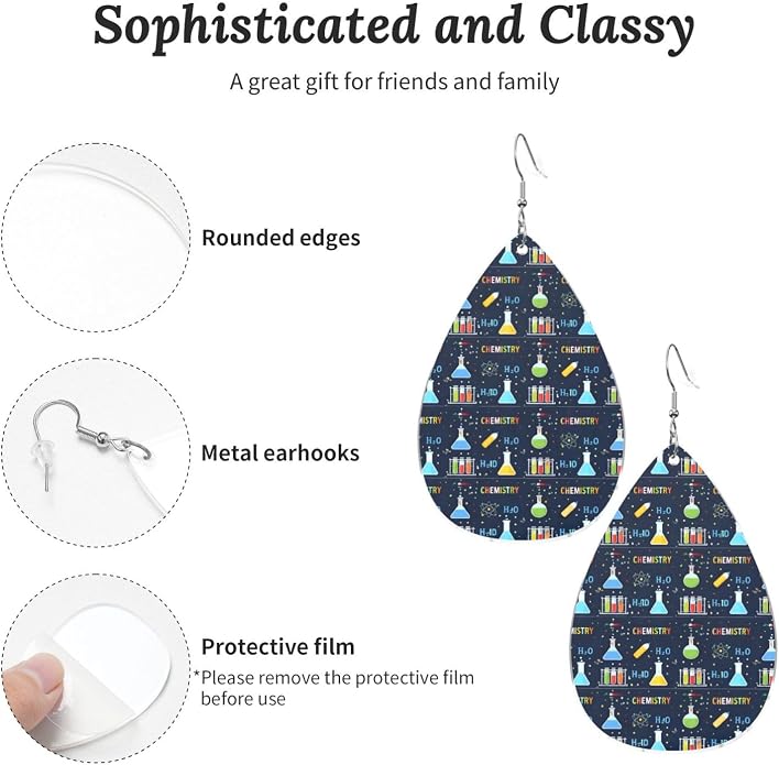 Math Formula Equation Black Drop-Shaped Earrings 2.2 x 1.5 Inches