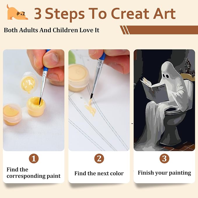 Reivworl Ghost Paint by Numbers Kit for Adults, Bathroom Paint by Numbers, Adult Paint by Number Kits for Gifts and Home Wall Decor 16x20 Inch