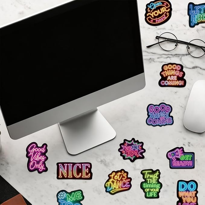 50PCS Positive Affirmation Stickers, Neon Inspirational Stickers