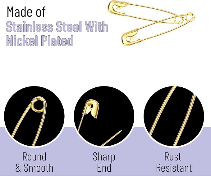 Mr. Pen- Small Safety Pins, 0.75 Inch, 500 Pack, Nickel Plated Steel, Gold
