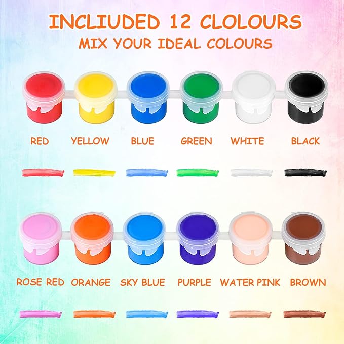 5 Pack Mini Acrylic Paint Set,12 Colors Acrylic Paints Strips for Adults Craft Paint,70 PCS Painting Kit Container Strips Storage, Perfect for Home Birthday Party Favors……