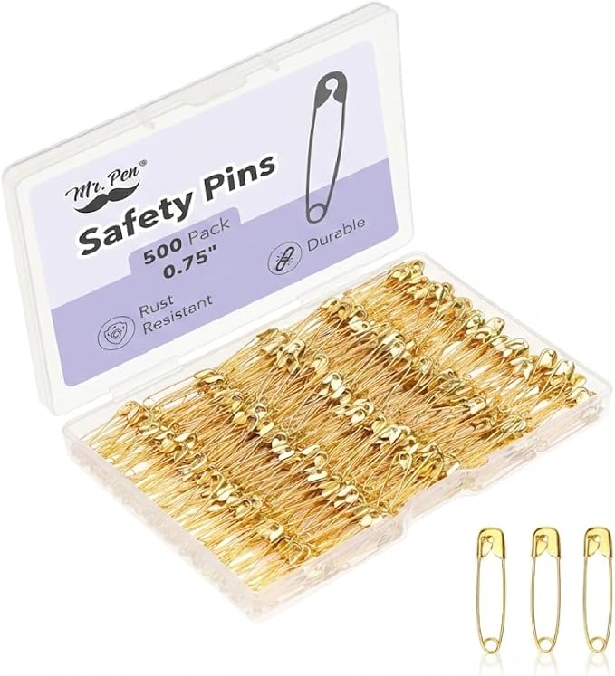 Mr. Pen- Small Safety Pins, 0.75 Inch, 500 Pack, Nickel Plated Steel, Gold