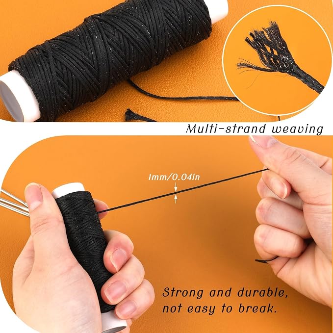 Ftyiwu Waxed Thread 32 Yards Upholstery Needle and Thread for Leather
