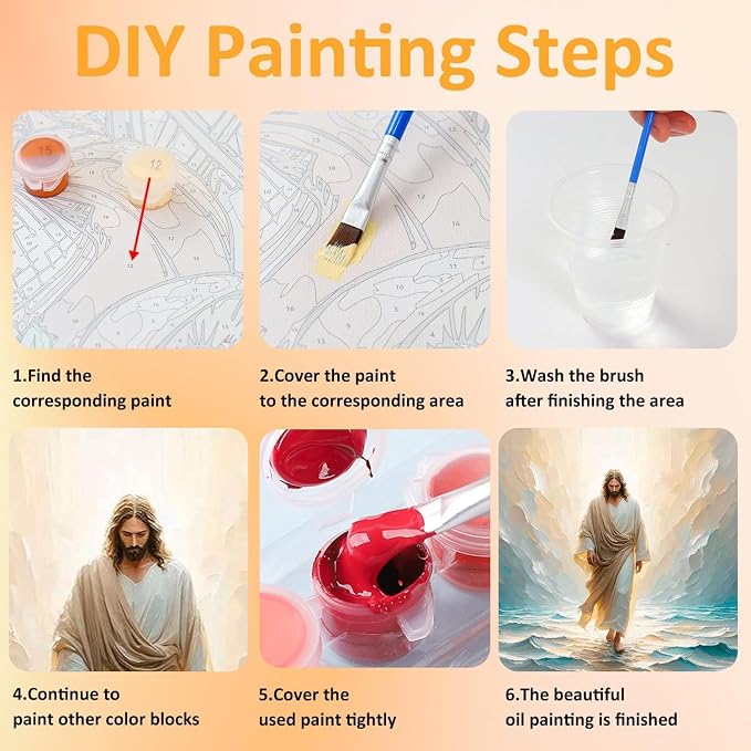 3 Pack Paint by Numbers Kit for Adults Framed Canvas, with Wooden Easel