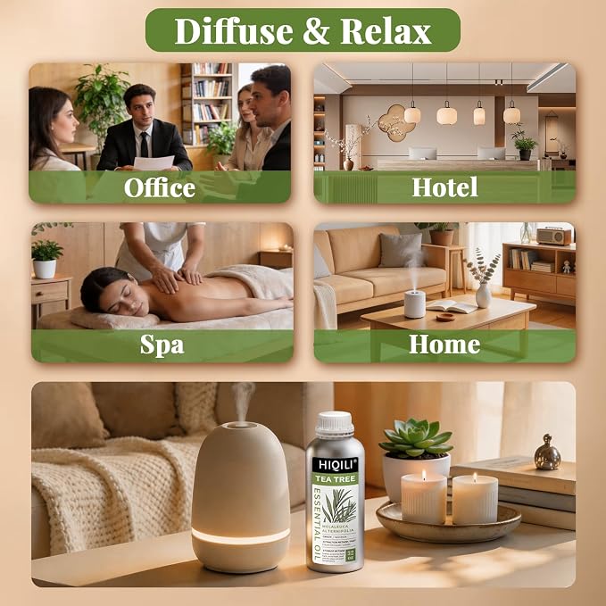 HIQILI Tea Tree Oil Large Capacity for DIY Candles, Soaps and Nail Care