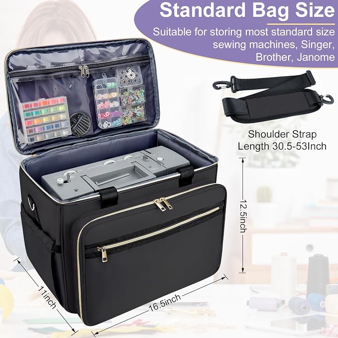 Anitor Sewing Machine Carrying Case with Removable Bottom Padding