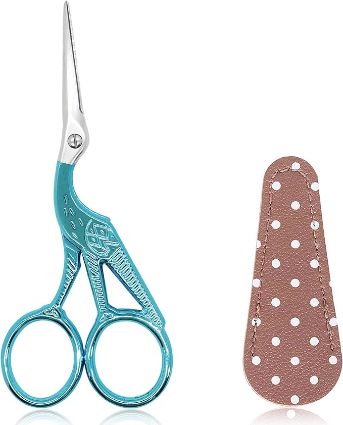 BIHRTC 4.5" Knitting Scissors, Stainless Steel with Leather Pouch for Craft | Small Craft Scissor Stainless Steel Sharp for Yarn and Thread,Knitting,Crochet, Embroidery,Sewing,Crafting,Needlework