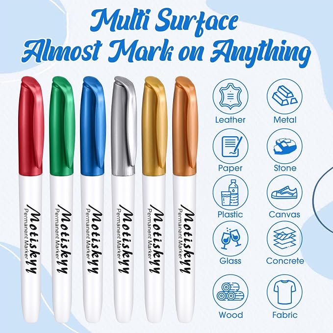 Motiskyy 48 Pack Metallic Markers, Permanent Paint Pens, Colorful