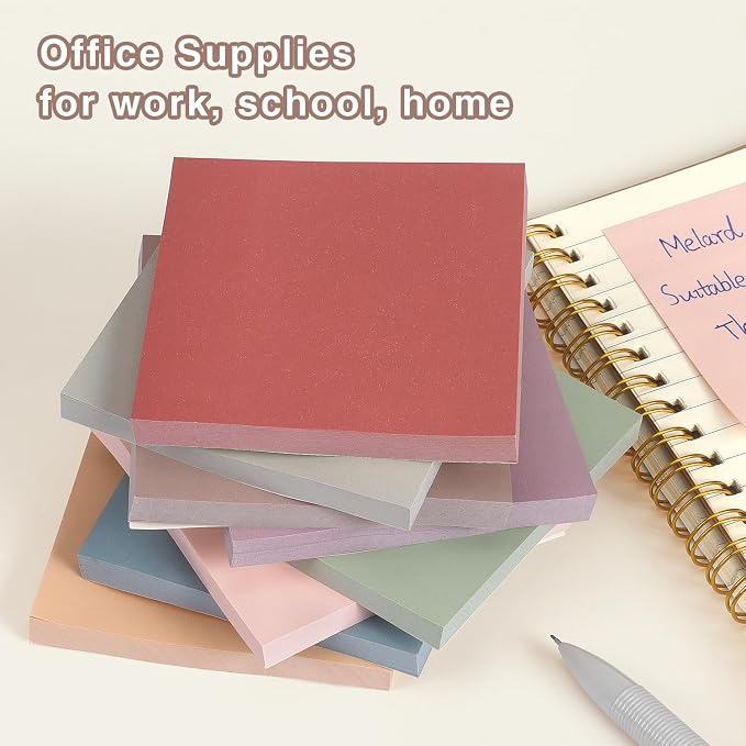 OSBOO Sticky Notes 3x3 Inch 8 Pack Vintage Colors, 80 Sheets/Pad