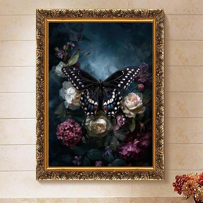 Butterfly Paint by Numbers Kit for Adults Framed Canvas, Frameworkless