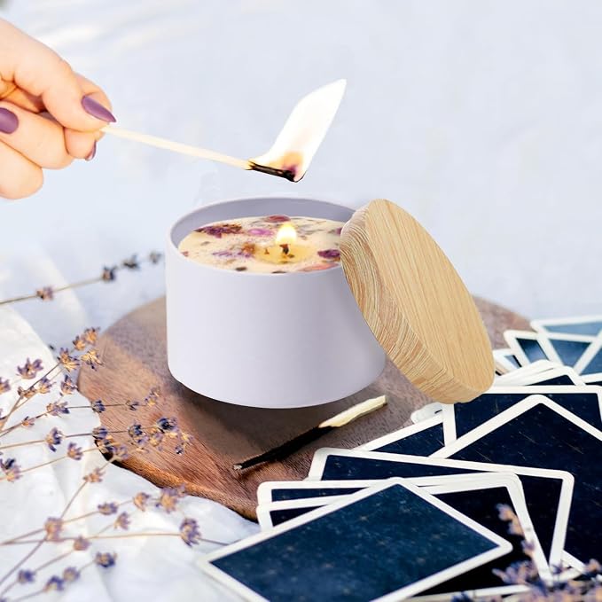ABK 4oz White Candle Tins,24 PCS Candle Jars with Lids for Candle Making