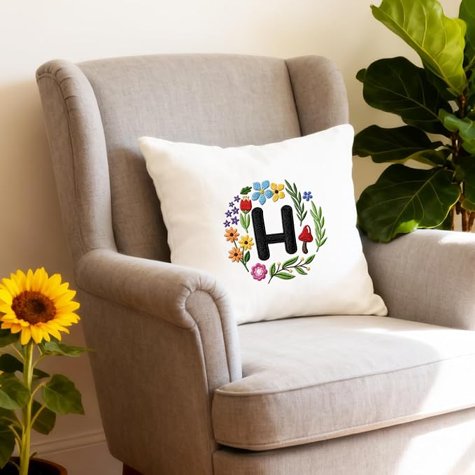 BEUNITONE 4 Set Embroidery Kit for Beginners, DIY Home Theme Pre-Stamped Pattern Needlepoint Kits for Adults with Hoop and Instruction, Funny Hand Embroidery Patterns for Cloth and Home Decor