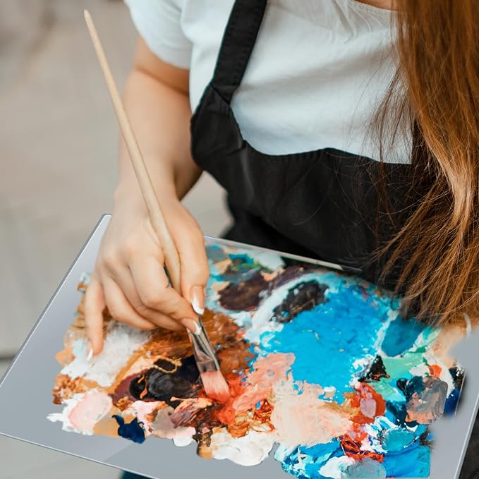 Nuanchu 1 Pcs Tempered Glass Palette for Oil Painting, 12 X 16 Inches Grey