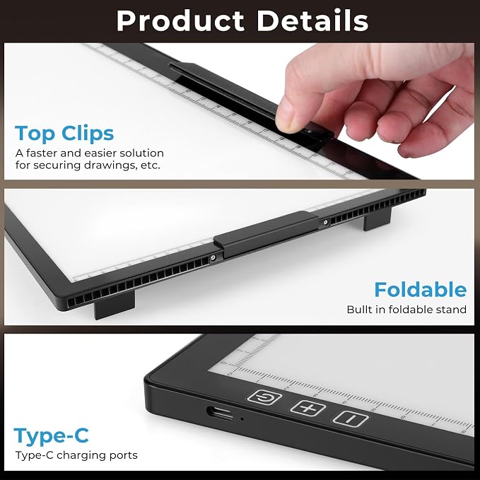 Rechargeable A4 Diamond Art Light Board with Stand, Tracing Light Box