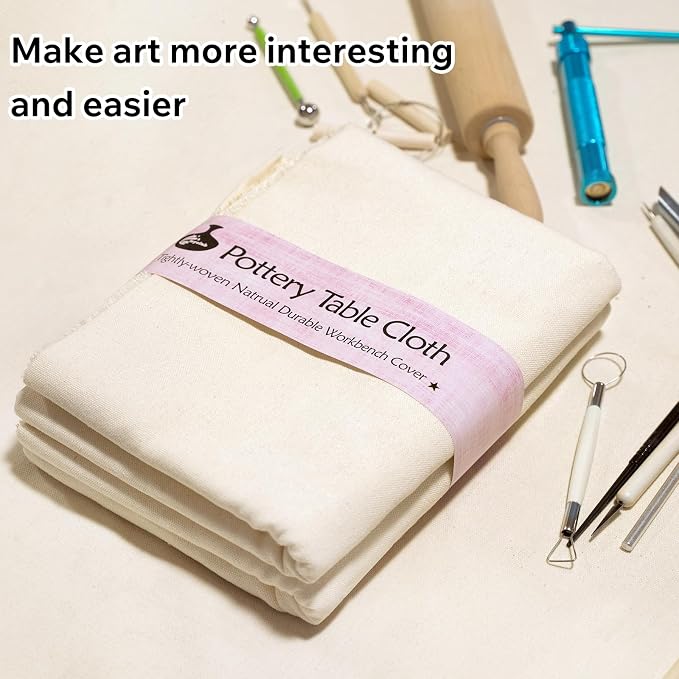 Pottery Tablecloth-Heavy Duty Linen Cotton Blend, 62x39 Inches | High Absorbency Textured Surface for Pottery Making, Oil Painting, Various Handmade Crafts (1PCS)