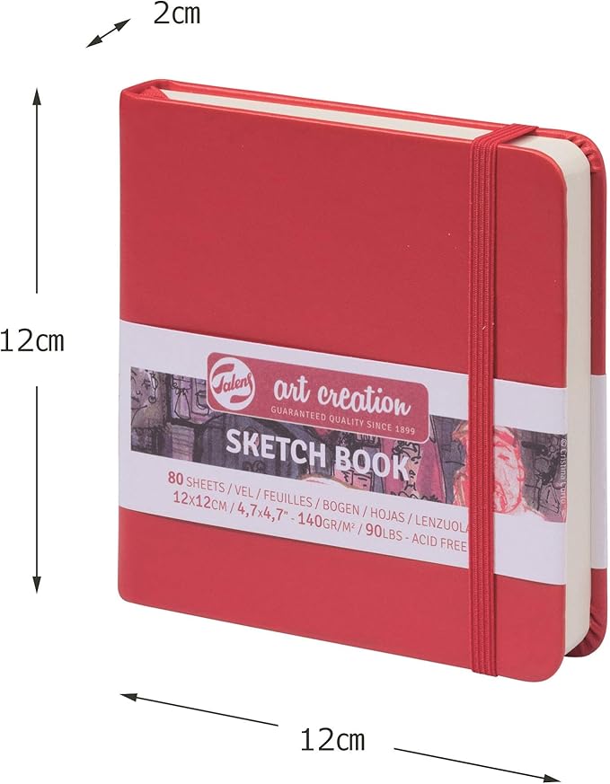 Talens Art Creation Sketchbook, Red, 80 Sheets, 4.7 x 4.7 in