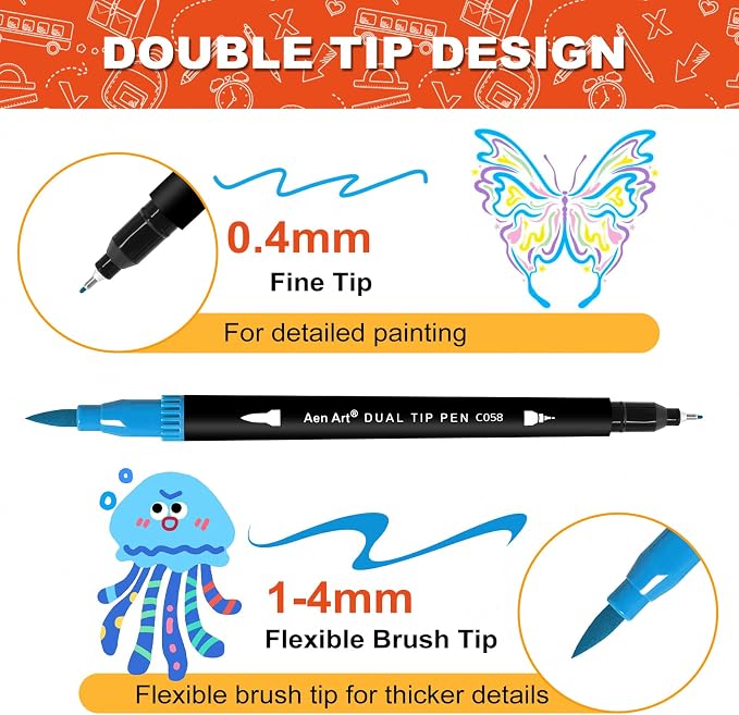 120 Colors Dual Tip Brush Pens Art Markers for Adult Coloring Books, Artist Drawing Sketch Markers Set with Fine & Brush Tip