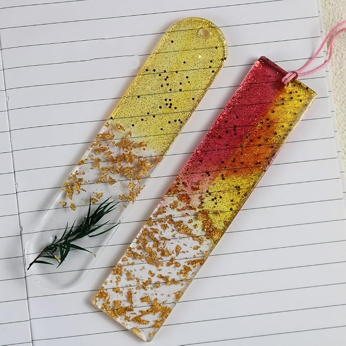 RESINWORLD Set of 3 Shiny Bookmarks Silicone Mold, Bookmark Resin Mold with Tassels, Small Medium Rectangle Bookmark Mold