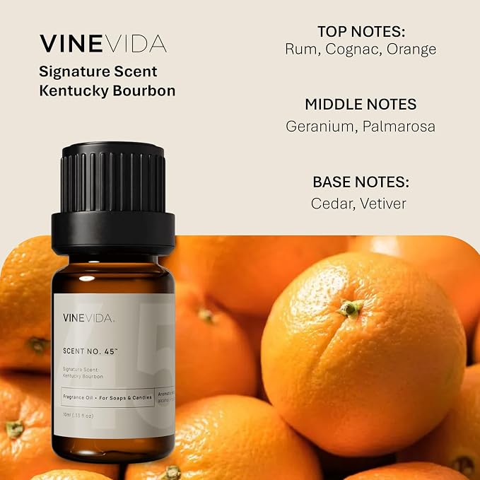 VINEVIDA [0.33oz] Kentucky Bourbon Fragrance Oil for Candle Making and Soap Making - Premium Candle Scents for Soy Candles