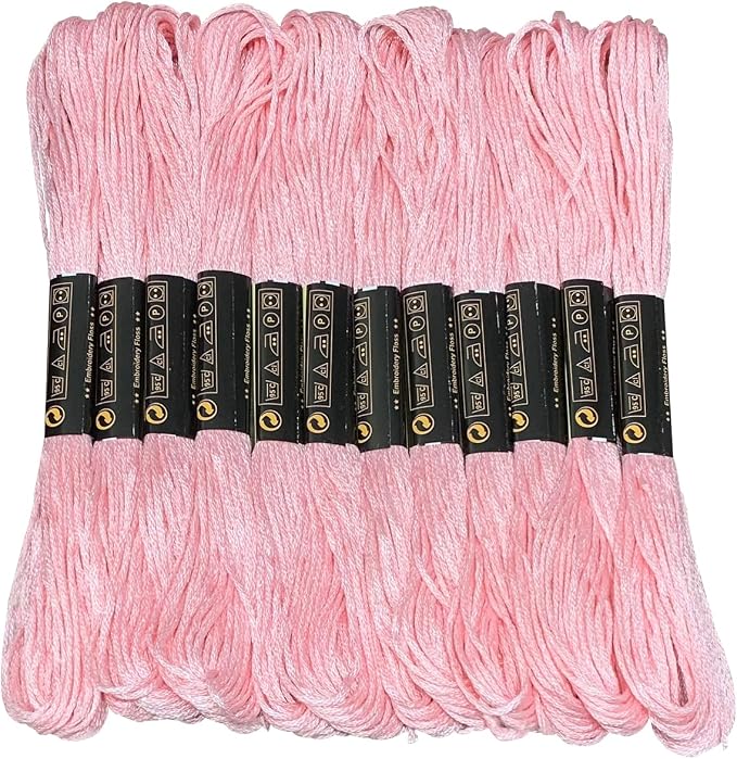 12 Skeins Embroidery Floss Pink Color, Friendship Bracelet String Cross Stitch Embroidery Thread Floss Bracelet Making Yarn, Craft Floss（Pink）