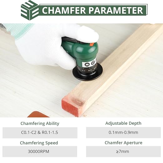 EYPINS Mini Pneumatic Chamfering Tool – 16pcs C&R-angle Blades Straight 45° Arc Beveling,Metal Air Chamfer 30000 RPM,Edge Deburring for Copper,Aluminum,Steel,Wood,Acrylic,1/4" Inlet,Precision,Quieter