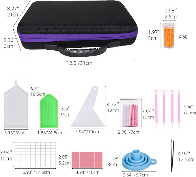 LEIYULY 60 Slots Diamond Art Storage Kit, Diamond Art Tools Accessories