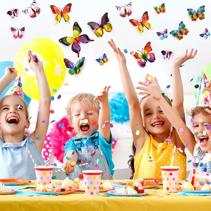 SAOROPEB 3D Butterfly Wall Decor, 72 Pcs Multicolor Butterfly Decorations
