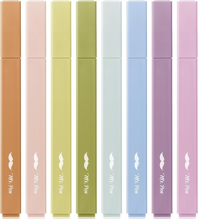Mr. Pen- Aesthetic Highlighters No Bleed, 8 Pack, Assorted Colors | Chisel Tip, Cute Highlighters Assorted Colors for Journaling, Highlighting, Underlining, Fast Dry, Back to School Supplies