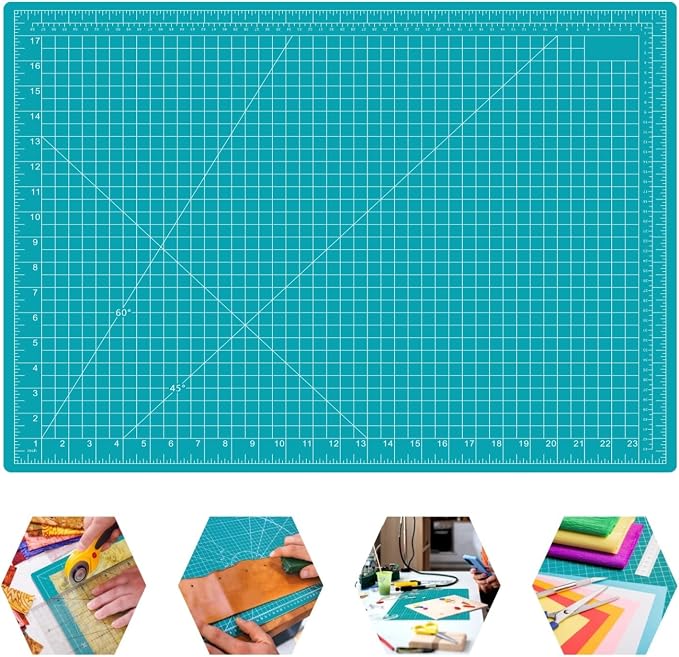 18"x24" Self Healing Cutting Mat, Sewing Mat for Crafts, Double Sided 5-Ply Table Cutting Board for Fabric Quilting Leather Modeling Hobby Project, Turquoise