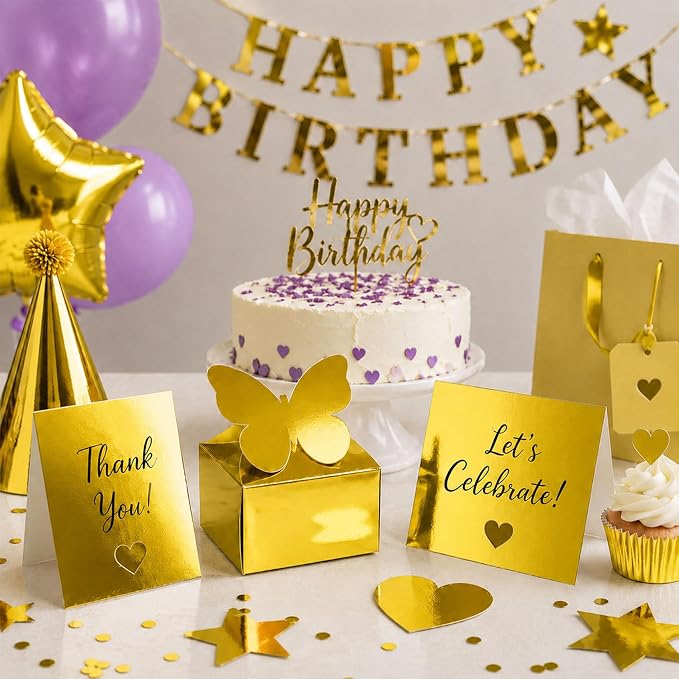 25 Sheets Bright Gold Mirror Cardstock Paper 8.5 x 11 Metallic Shimmer Sheets 250gsm/92lb Heavyweight Scrapbook Paper for Certificates, Invitations, Greeting Cards, Crafts, Graduations