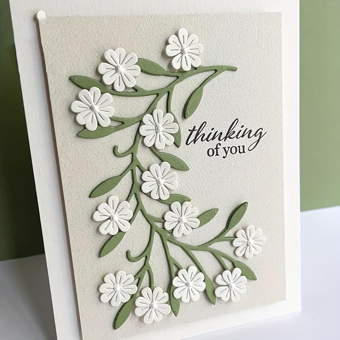 Lapoo Flowers Cutting Die for Scrapbooking - Durable Metal Cutting Die for DIY Scrapbook Photo Album Decorative Paper Card, Metal Card Making Supplies (Daisy Cherry Blossoms 4.3 x 3 in)